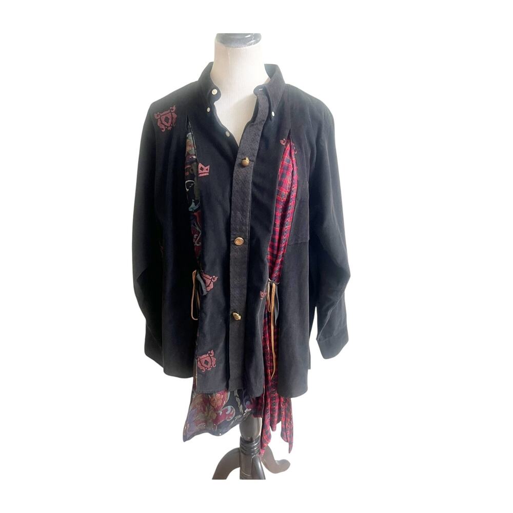 Vintage Donna Jessica Corduroy Jacket Women Black Art to Wear Steampunk Mori Kei